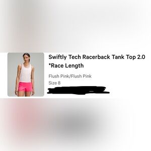 Lululemon swiftly tech Racerback in Flush Pink